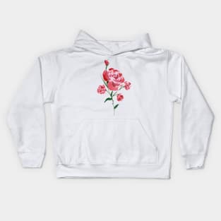 Red Watercolor Roses Kids Hoodie